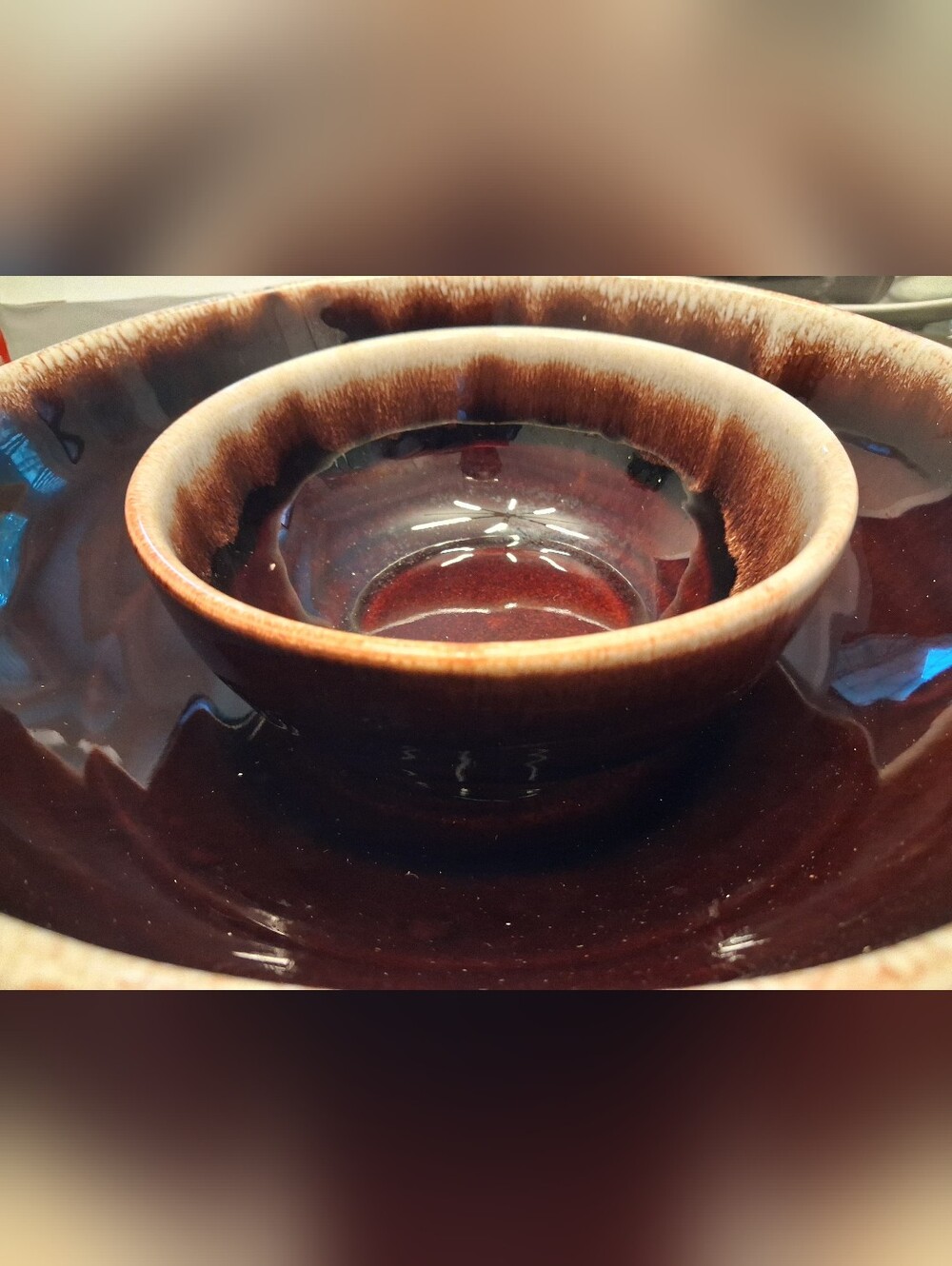 Pfaltzgraff Dining- Brown And White Glazed Ceramic Decorative Chip and Dip Bowl - Picture 9 of 9